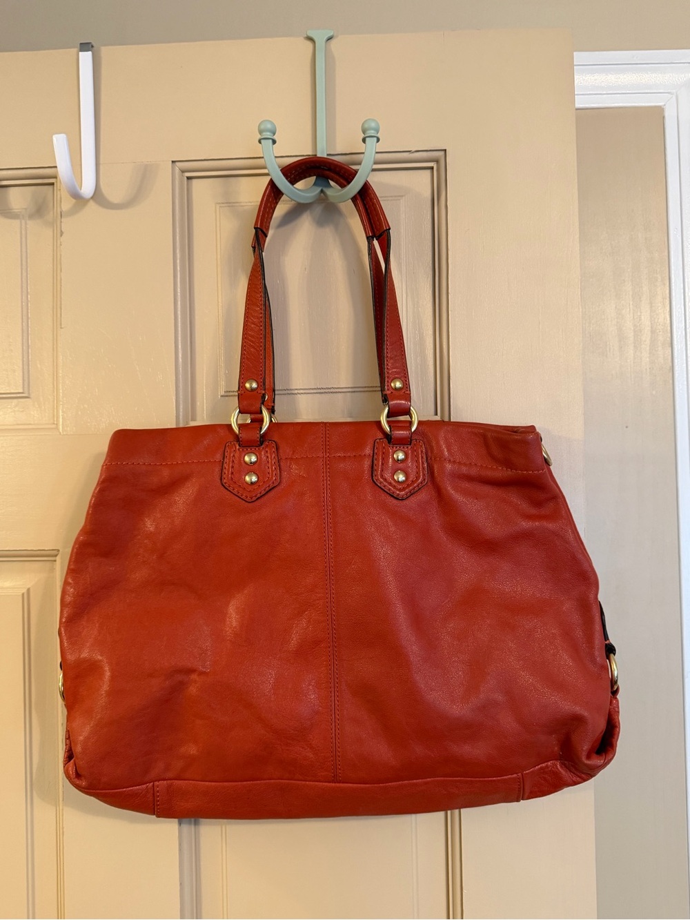 Coach Red Leather Tote with Gold Hardware - Picture 4 of 13